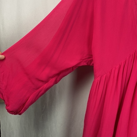 Anthropologie Let Me Be Forever That Girl Sheer Flowy Mini Dress - Hot Pink - M - Picture 6 of 13